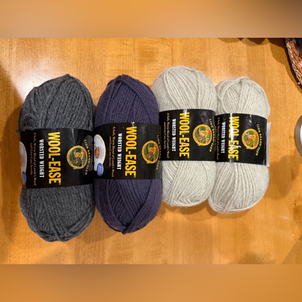 4 Skeins Wool Ease yarn. Different colors. New